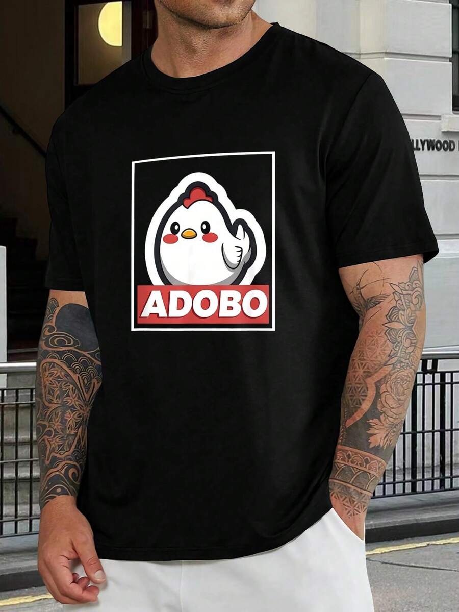 Camiseta divertida de pollo adobo filipino - Ropa Pinoy Pride - Diseño lindo de adobo - Camiseta informal para hombres y mujeres - Regalo perfecto para amantes de la comida y la cultura - Tallas para jóvenes y adultos - Negro - Ver 1