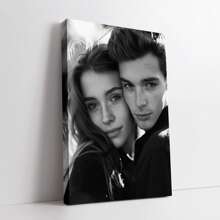 1 Stück Personalisierte Schwarz-Weiß Paar Leinwandkunst mit Holzrahmen - Individueller HD Foto Muster für Hochzeit, Jahrestag oder Valentinstag Geschenk - Perfekt für Wohnzimmer, Schlafzimmer oder Bürodekoration - 30 x 40 cm, Personalisierte Kunst mit Leinwand in Rahmenoptik Hochauflösender Muster