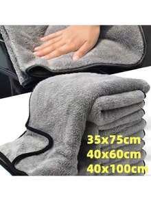 1pc Ultra-Soft Car Wash Towel Microfiber High Water Absorption Cleaning Drying Cloth For Car Detailing Care Washing Towels - Grey - View 1