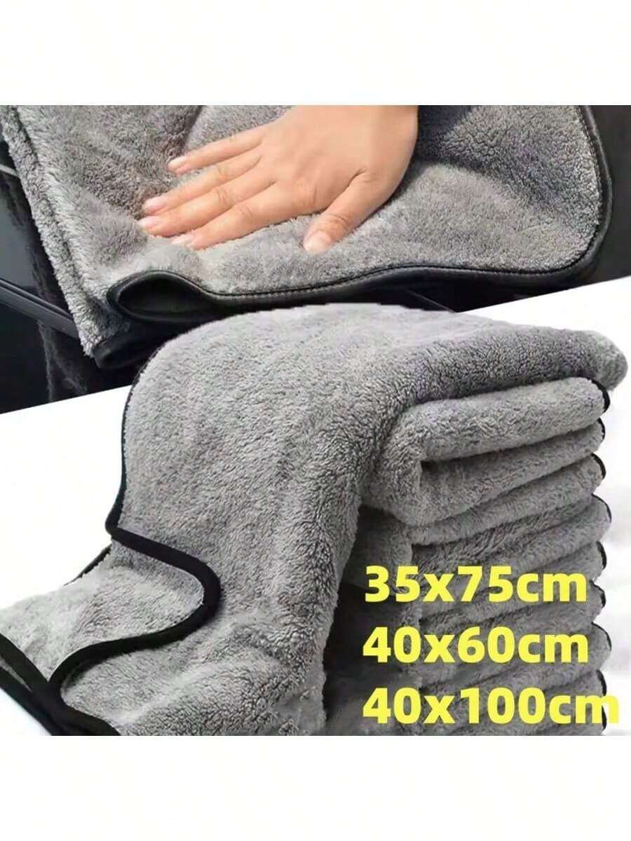 1pc Ultra-Soft Car Wash Towel Microfiber High Water Absorption Cleaning Drying Cloth For Car Detailing Care Washing Towels - Grey - View 1