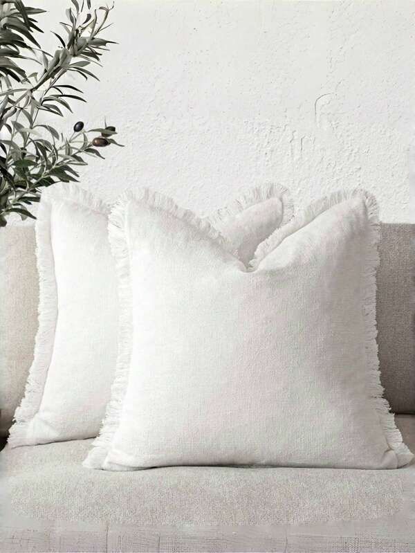 Decorative Linen Tassel Pillow Cover, Minimalist Comfortable Bohemian Farmhouse Throw Pillow Cover With Tassel Soft Accent, Suitable For Sofa, Couch, Living Room Decor