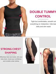 TAILONG Men Compression Shirt Shapewear Slimming Body Shaper Vest Undershirt Tummy Control Tank Top