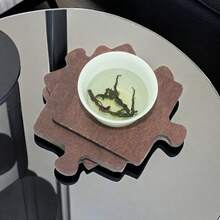 4pcs Retro Black Walnut Wood Coasters - Puzzle Shape Wooden Cup Mat For Drinks, Coffee, Suitable As , Valentine's Day, Father's Day Gifts (Each Wooden Item May Have Slight Color Variations) Birthday Graduation - Brown - View 8