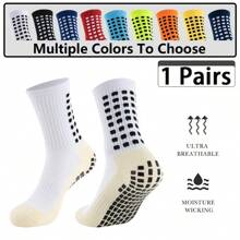 1 paire de chaussettes de sport antidérapantes pour le soccer/football, chaussettes de soccer/football pour adultes, chaussettes de sport pour la course, la randonnée, respirantes et rafraîchissantes