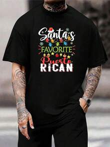 Camiseta puertorriqueña favorita de Santa - Regalo navideño Luces de Navidad Orgullo de Puerto Rico Camisetas para hombres y mujeres atuendo para fiestas Ropa informal Diseño festivo para jóvenes - Negro - Ver 1