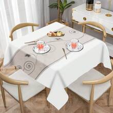 1pc/50pcs Versatile Elegant Bohemian Style Printed Polyester Tablecloth, Suitable For Kitchen, Dining Room, Holidays, Party, Easy To Clean And Durable Rectangular Tabletop Decor, Party Tablecloth, Modern Dining Table Cloth
