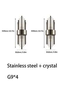 1 pieza/2 piezas Lámpara de pared moderna de oro/negra con cristal, base de acero inoxidable, Body de lámpara de cristal de alta calidad, adecuada para cafetería, sala de estar, dormitorio, villa, decoración de pared del hogar, accesorio de iluminación decorativa para habitación - Multicolor - Ver 17