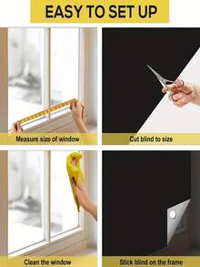 1pc New Self-Adhesive Portable 100% Blackout Thermal Insulation Curtain, DIY Cuttable Room Decor Home Decor - White - View 6