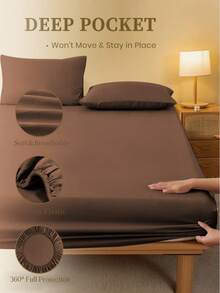 1 件咖啡棕色床笠、床垫保护套、床垫罩、床单、柔软透气、适合所有尺寸的床 - 单人床、双人床、特大号床、大号床单、深口袋、最大 11.8 英寸床单、床罩、透气防皱、更适合睡眠、可机洗 - 咖啡棕 - 查看 4