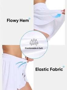 Blaosn Women's 2-In-1 Running Skorts With Pockets – Flowy Athletic Shorts For Tennis, Golf, Yoga, Gym & Summer Workouts - trắng - Xem 4