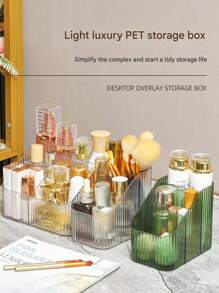 1pc Elegant Cosmetic Storage Box - Lightweight Plastic Desktop Storage Box With Compartments For Skincare, Lipstick And Jewelry/High-End Makeup Brush Storage Box Lipstick Acrylic Skincare Desktop Dressing Table Desktop Pen Holder Box Storage Rack (Different Batches Do Not Affect The Use And Appearance) Bathroom Accessories Bathroom Organizer Back To School