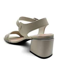 Sandales à talons hauts avec boucle réglable et décoration de strass pour femmes - Beige - Voir 5