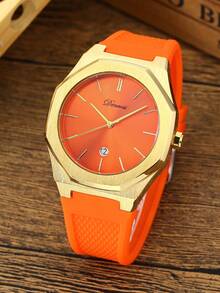 Waterproof Date Quartz Watch For Men & Women, Athletic Wrist Watch,Minimalist & Stylish - Orange - View 2