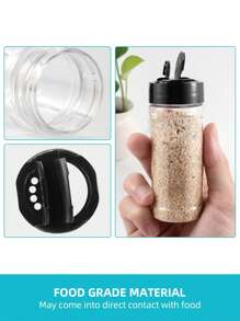 Set de 14 tarros de especias de plástico con tapas de clip, estantes de almacenamiento y kit de etiquetas para el hogar y la cocina, organización de cocina