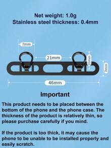 不锈钢侧装式手机夹手机腕带配件 侧装式双扣垫圈 超薄背贴 防丢牢固连接垫圈 双扣双耳手机夹腕带 金属垫圈 - 彩色 - 查看 8