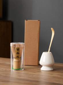 3 pièces/Ensemble Fouet à thé Matcha, Cuillère à thé Matcha, Combo de support à thé, Outils traditionnels japonais pour la cérémonie du thé Matcha, Coffret cadeau Rentrée des classes
