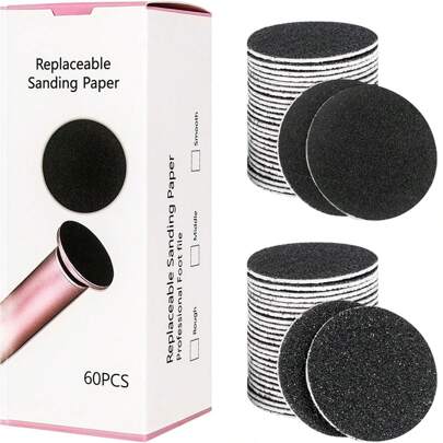 60 Piezas Almohadillas de Recambio para Removedor de Callosidades - Cinturones de Lijado Grueso y Fino de 80 y 180 Granos para Archivo de Pies Eléctrico y Amoladora de Pedicura - Removedor de Piel Muerta y Piel Dura para Pies, Talones y Dedos de los Pies - Esenciales de Pedicura en Casa para Mujeres y Hombres