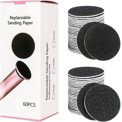60/120片装去茧垫替换装 - 80目和180目粗细砂带，适用于电动磨脚器和修脚机 - 去除足部、脚跟和脚趾的死皮和硬皮 - 男女居家修脚必备