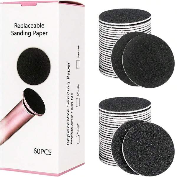 60 pièces Tampons de remplacement pour éliminateur de callosités - Bandes de ponçage à grains 80 et 180 pour limes électriques à pieds et meuleuses de pédicure - Éliminateur de peau morte et de peau dure pour les pieds, les talons et les orteils - Essentiels de pédicure à domicile pour femmes et hommes