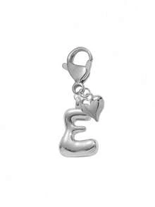1pc Silver Bubble Letter Cute Necklace Pendant, Bag Charm - Includes Shiny Crystal Pendant & Gold Heart Pendant, Letters A-Z, Alloy Bag/Backpack Hanging Decoration - Perfect Gift For Birthday & Special Occasions, Keychain, Wallet & Purse Accessory For Women & Girls - Silver - View 18