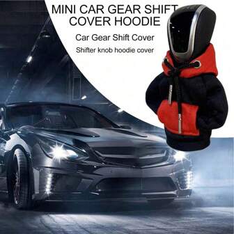 1pc Cute & Fashionable Mini Hoodie Car Gear Shift Cover, Easy To Install Gear Shift Knob Cover, Interchangeable, Black & Red Color