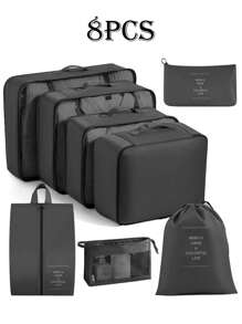 7/8pcs Travel Organizer Bags, Waterproof Portable Packing Cubes, Clothes Storage Bags, Luggage Organizer Set, Underwear Bags, Waterproof Zippered Laundry Bags, Packing Pouches, Travel Essentials, Dorm Essentials, Back To School Nylon, School Student Teacher, Back To School Backpack, Beach Holiday