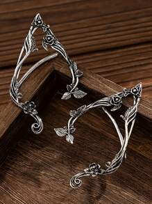 Popular Gold Color Flower Leaf Ear Clip Cute Jewelry Accessories Fairy Clip Earrings Wedding Girls Jewelry Gifts New,Ladies' Daily Party Accessories, Fashionable Jewelry, Best Friend Gifts