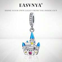 Easvnya Nueva serie de los talla grande vendidos de colgantes con castillo de plata y floral, diseño 3D exquisito y de moda, accesorios de joyería DIY adecuados para pulseras y collares, encantador y de moda para mujer, para uso diario u ocasiones especiales, excelente como regalo de San Valentín o cumpleaños
