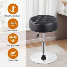 360° Swivel Vanity Stool Chair Makeup Stool Adjustable Height For Bedroom Black - 1 - View 5
