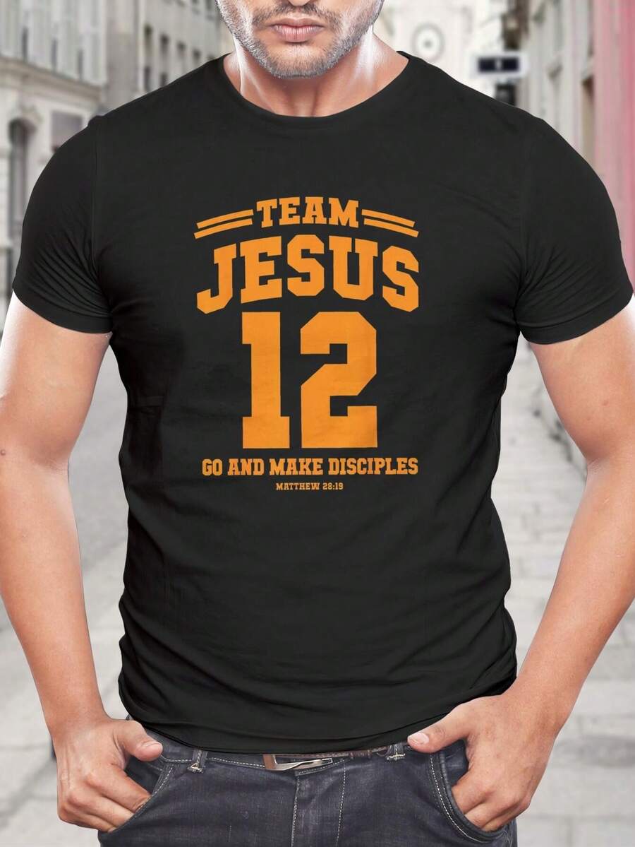 Camiseta Team Jesus Go Make Disciples - Ropa cristiana, regalos religiosos para hombres, camiseta con versículo bíblico, eventos de la iglesia, viajes misioneros, camisetas de alcance ministerial - Negro - Ver 1