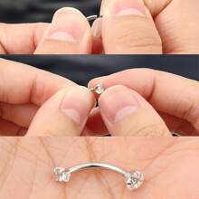 Set de 3 piezas de joyas para perforaciones de ceja, cartílago, labio y daith, de acero quirúrgico en formas de barras curvadas de 6mm, 8mm y 10mm, calibre 16G, para mujeres y hombres