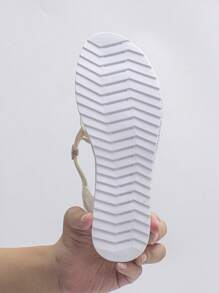 1 par de sandalias planas de dedo tipo "peep toe" con tiras elásticas estilo bohemio para adolescentes chicas de verano
