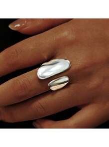 925 Sterling Silver Geometric Asymmetrical Vintage Style Women's Rings, Asymmetric Minimalist Rings For Daily, Party, Holiday, Gift