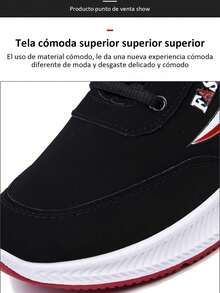 Negro y rojo low-top cordones de los hombres zapatos deportivos casuales, antideslizante resistente al desgaste zapatos de los hombres de tenis, de moda y versátil zapatos de tabla de correr los zapatos, adecuados para todos los días, deportes al aire libre, fútbol, baloncesto, turismo - Negro Rojo - Ver 7