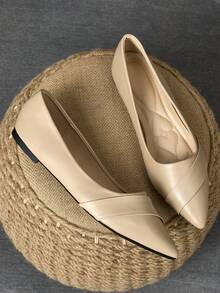 1 Pair Women's Flat Slip-On Pointed Toe Work Casual Shoes, Comfortable Office Pumps Suitable For All Seasons - Màu Khaki - Xem 5