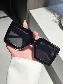 1 Pair Square Full Frame Fashion Sunglasses, Suitable For Sports, Fishing, Vacation, Travel, Driving, Street, Beach, UV Protection, Exercise, Outdoor Activities, Golf, Driving, Holiday Outfit, Outdoor Outfit, Hiking, Street Fashion Accessories, Party, Sun Protection Fashionable Shade Elegant Outfit Family Outings Travel Vacation Holiday For Summer Beach Vacation,Outdoor,Travel - 彩色 - 查看 8