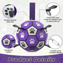 Jouet pour chien de compagnie avec bande tressée en forme de ballon de football, jouet interactif pour chien d'intérieur/extérieur, ballon de football régulier pour chien, convient aux chiens petits/moyens/grands