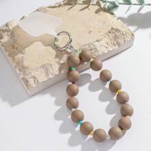 1pc New Macaroon Color Acrylic Bead Lanyard Wrist Strap, Short Wrist Strap Phone Hanging Rope Shockproof Wristlet For Phone Case