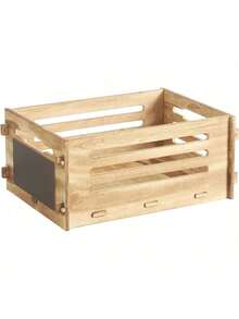 Wooden Record Crate Rustic Box For Home Office Storage Cube Record Organizer,Farmhouse Detachable Kitchen Fruits Vegetable Food Craets - Brown - View 1