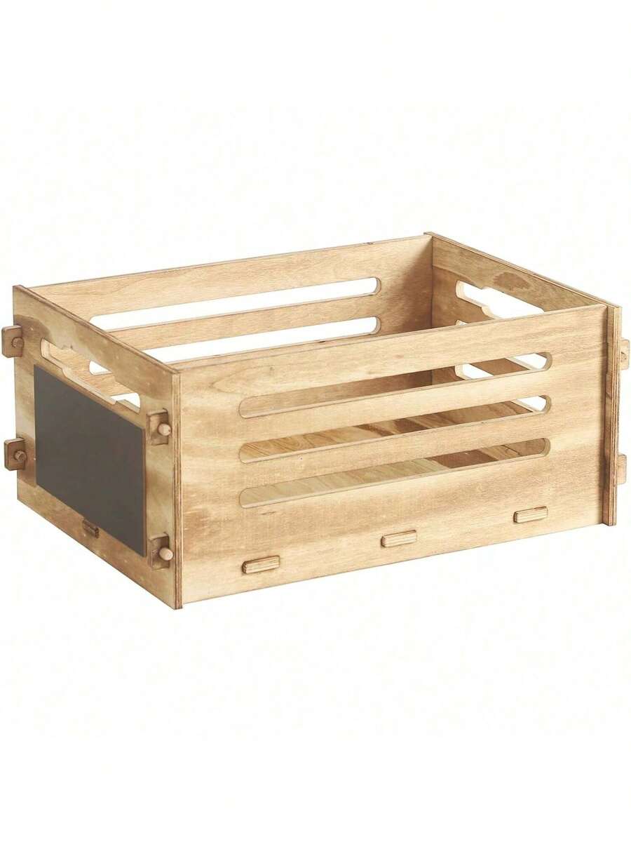 Wooden Record Crate Rustic Box For Home Office Storage Cube Record Organizer,Farmhouse Detachable Kitchen Fruits Vegetable Food Craets - Brown - View 1