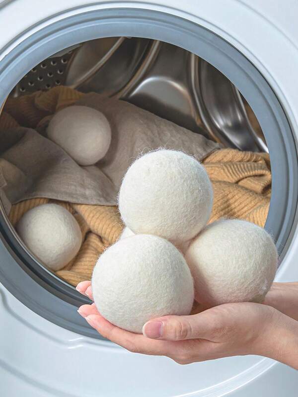 Set de 3 bolas de lana para secadora - esterilización, desodorización y antiestática, anti-enredo, absorción de agua y bolas de lana sólida para deshidratación, bolas de secado de ropa, set de 3 bolsas de lavado y protección, bolsas de lavadora anti-fricción y bolas antiperchado