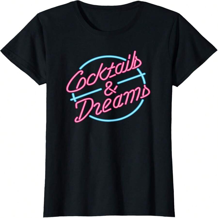 Ladies Designer T-Shirt Cocktails & Dreams Shirt T-Shirt.Jpg - Black - View 1