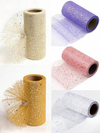 1 件 10 码婚礼闪亮欧根纱，米色闪亮薄纱丝带面料，婚礼新娘送礼会派对装饰房间桌椅装饰象牙色欧根纱摄影背景装饰，婚礼手工制作 DIY 工艺，鲜花包装香槟色欧根纱，婴儿送礼会生日派对礼品，宴会礼品包装蝴蝶结丝带