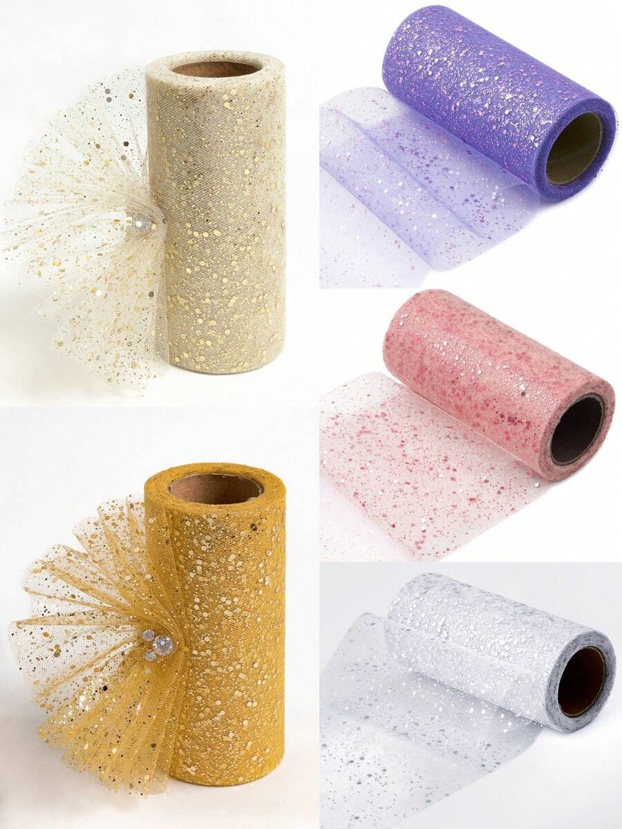 1pc 10yard Wedding Shining Organza, Beige Sparkling Tulle Ribbon Fabric, Wedding Bridal Shower Party Decorations Room Table Chair Decor Ivory Organza Photography Background Decor, Wedding Handmade DIY Crafting, Flower Wrapping Champagne Organza, BabyShower Birthday Party Favor, Banquet Gift Wrapping Bow Ribbon