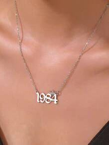 1 Stück minimalistische Edelstahl Halskette mit Zahlenkrone 1980-2025, geeignet für den täglichen Gebrauch von Frauen, Geburtstagsgeschenk für Mutter, Vater, Freundin, beste Freundin, Familie, Klassenkameradin