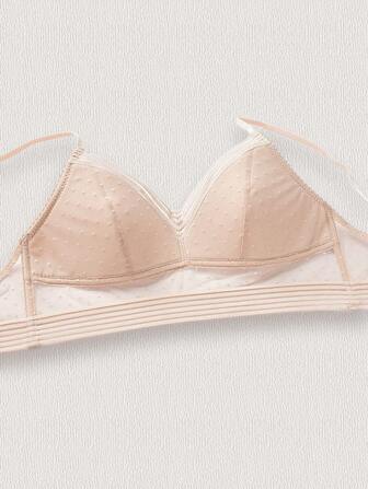 Women's Skin-Tone U-Plunge Wireless Lace Sexy Backless Bra