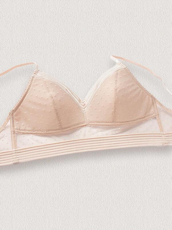 Women's Skin-Tone U-Plunge Wireless Lace Sexy Backless Bra