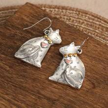 1 paire de boucles d'oreilles style bohème design animal chat rétro, accessoire de bijouterie cadeau pour femmes, convient pour le port quotidien et les occasions