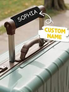 Customized Name, Personalized Soft Touch Luggage Handle Wrap - Fashionable And Durable Luggage Tag, Suitcase Handle Protector, Suitable For Travel, Train And Plane, Fits Most Luggage Handles, Available In Pink, Orange, Blue, Black, Ideal For Travel Luggage, Daily Commute, Courier Essential, Holiday Essential. - Multicolor - View 6