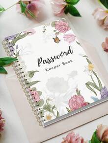 1本密码本，用于记录网站地址登录信息，A5尺寸（5.2英寸 x 7.6英寸），密码管理本，带笔记栏和内袋，办公学习用品，办公桌配件，情人节礼物（女士适用）。